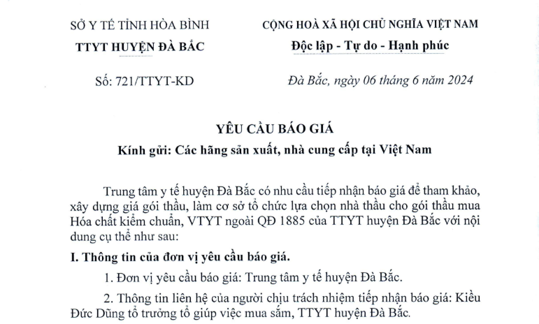 Yêu cầu báo giá