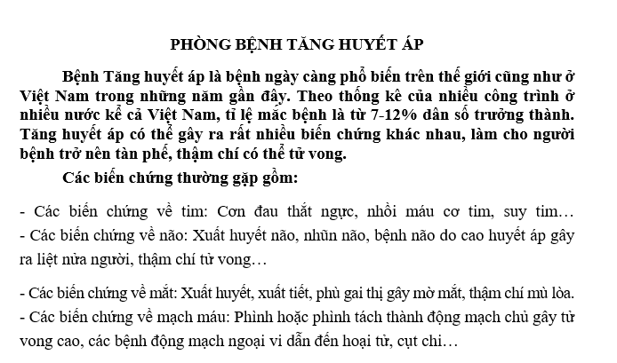 Truyền thông bệnh Tăng huyết áp