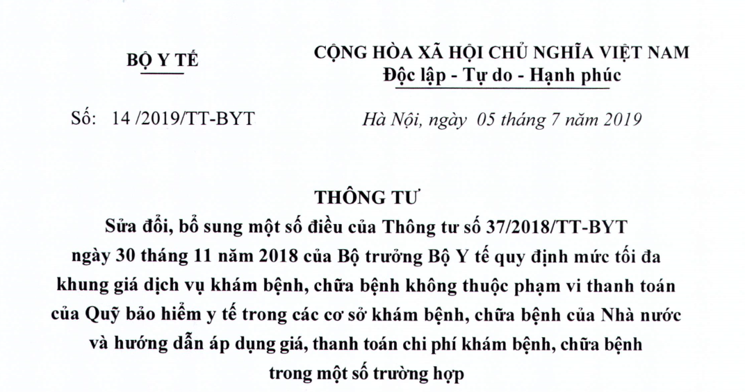 Thông tư 14/2019/TT-BYT sửa đổi